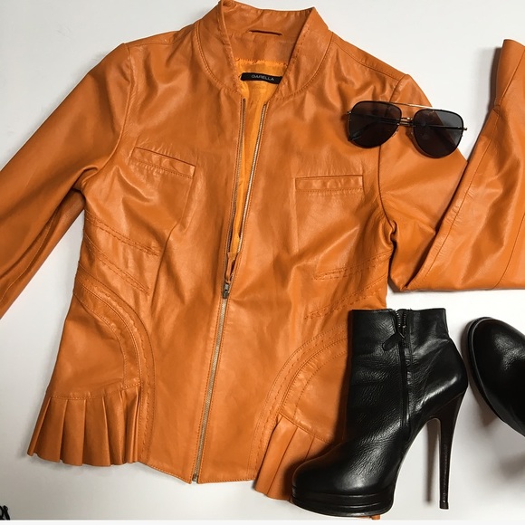 Garella Jackets & Blazers - Orange leather jacket